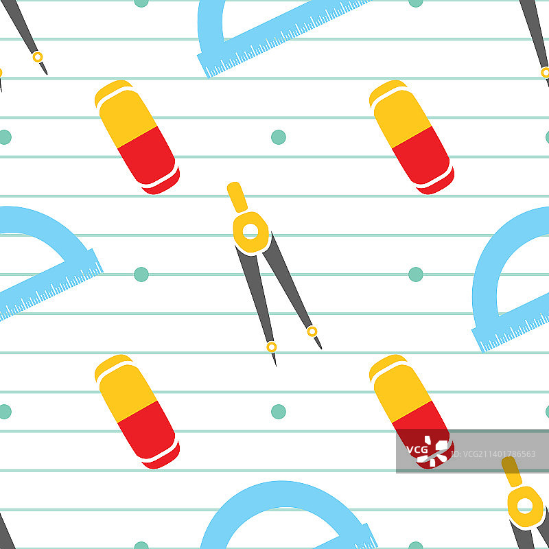 返校季卡通彩色无缝图案图片素材