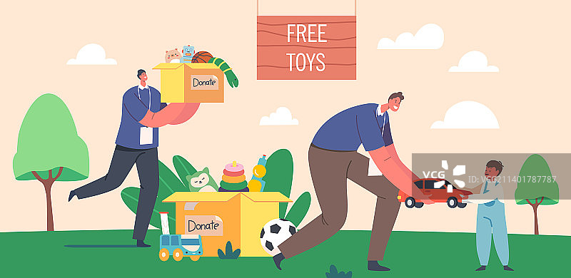 公益理念：捐赠汽车给志愿男孩图片素材