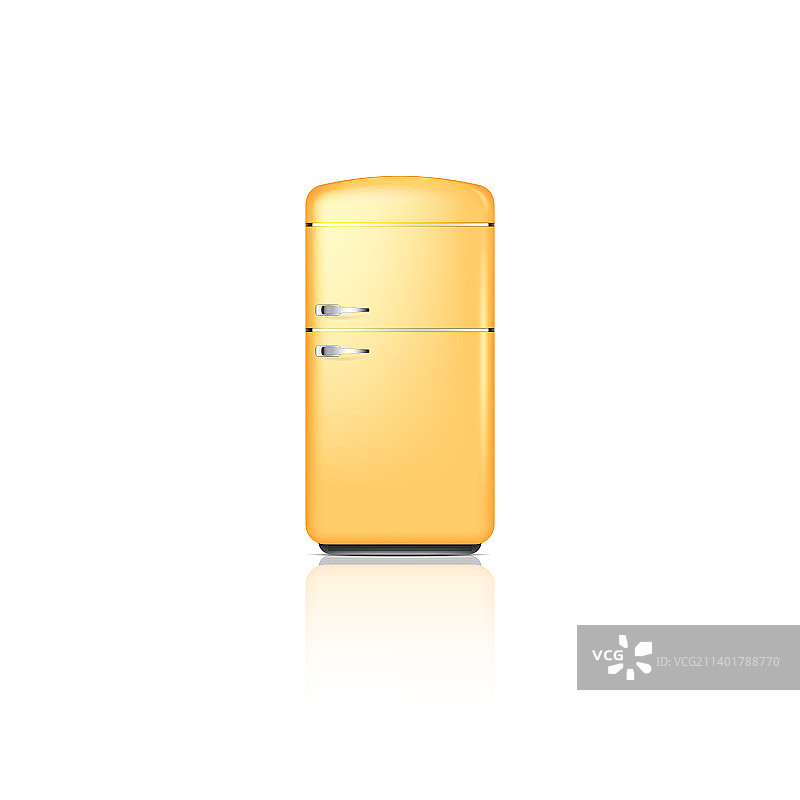 逼真的3D复古黄色冰箱图片素材