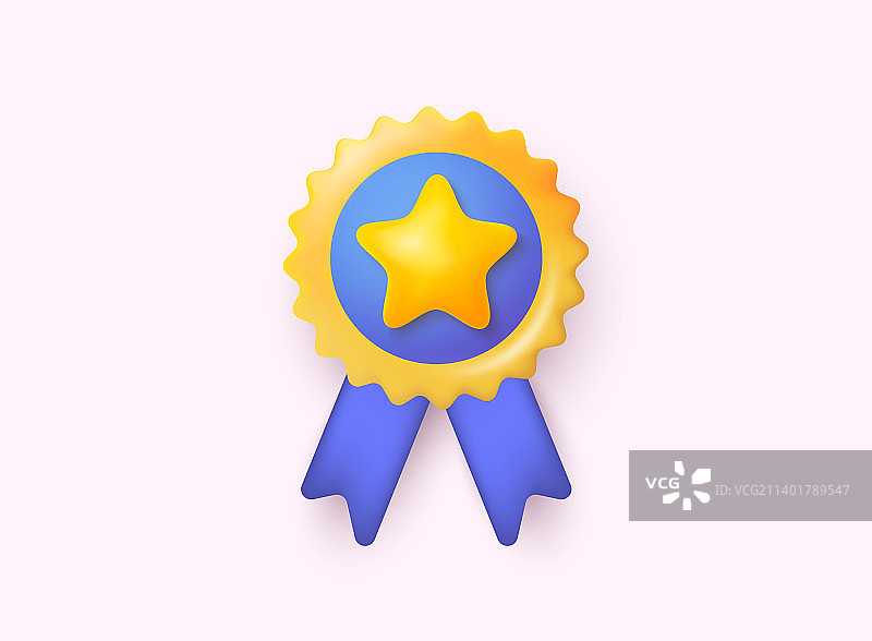 带蓝色丝带的金牌图标图片素材