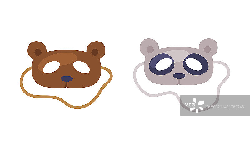 狂欢节主题派对拍照道具熊面具套装图片素材