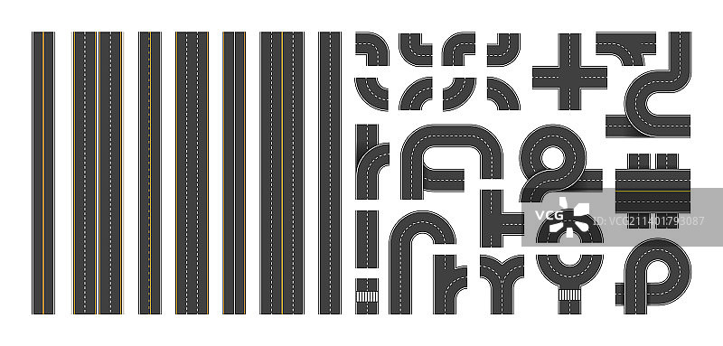 城市道路施工的公路鸟瞰图图片素材