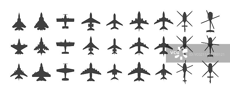 黑色军用喷气式战斗机俯视图图片素材
