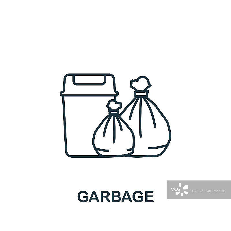 简单的家务管理垃圾图标线图片素材