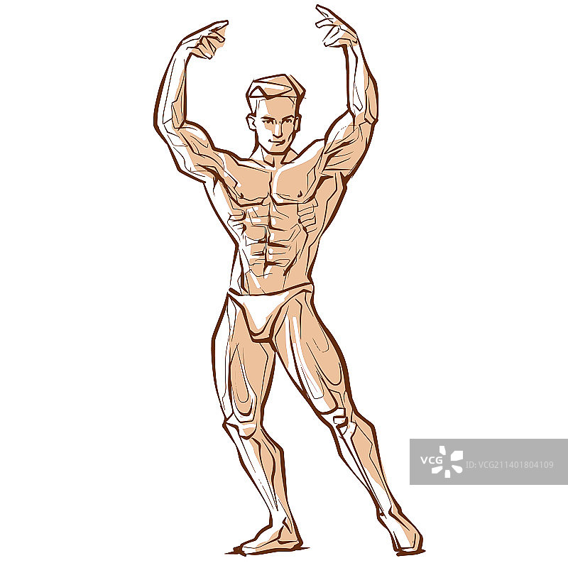 健美运动员姿势剪影图片素材