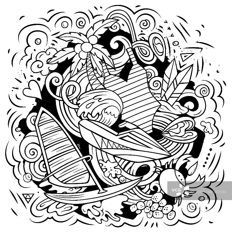 夏季海滩卡通图片素材