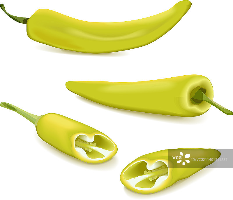 完整的四分之一香蕉辣椒图片素材