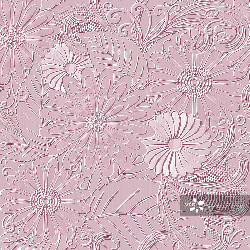 3D浮雕雏菊和甘菊花朵图片素材