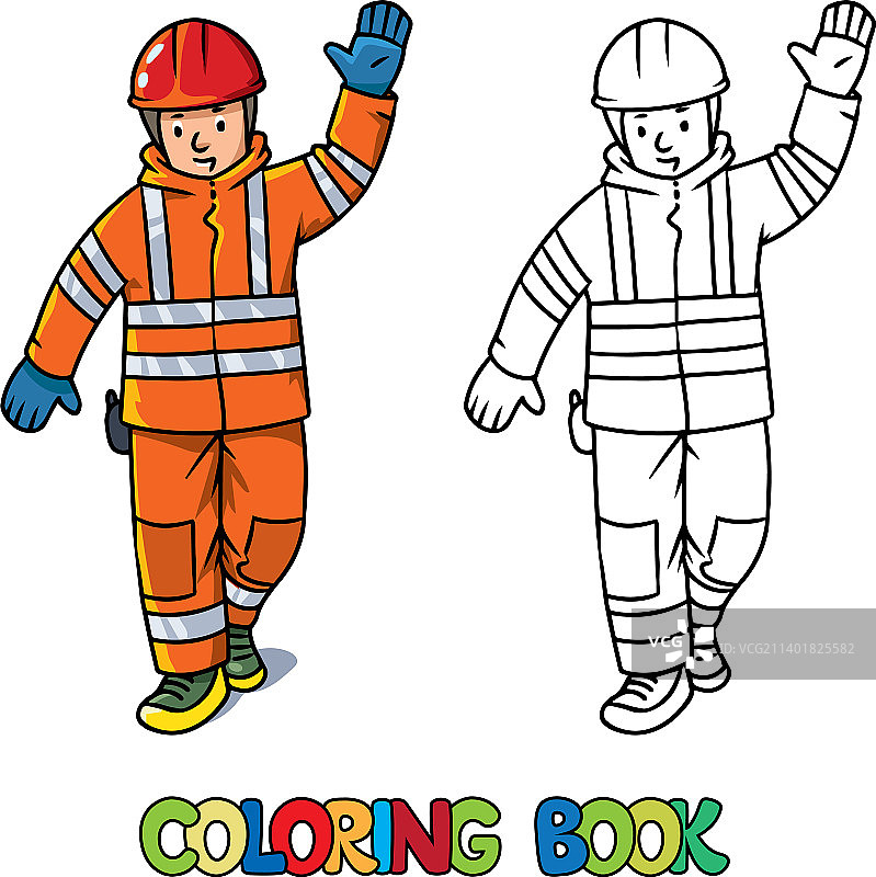 救生员或救援人员挥手着色书图片素材