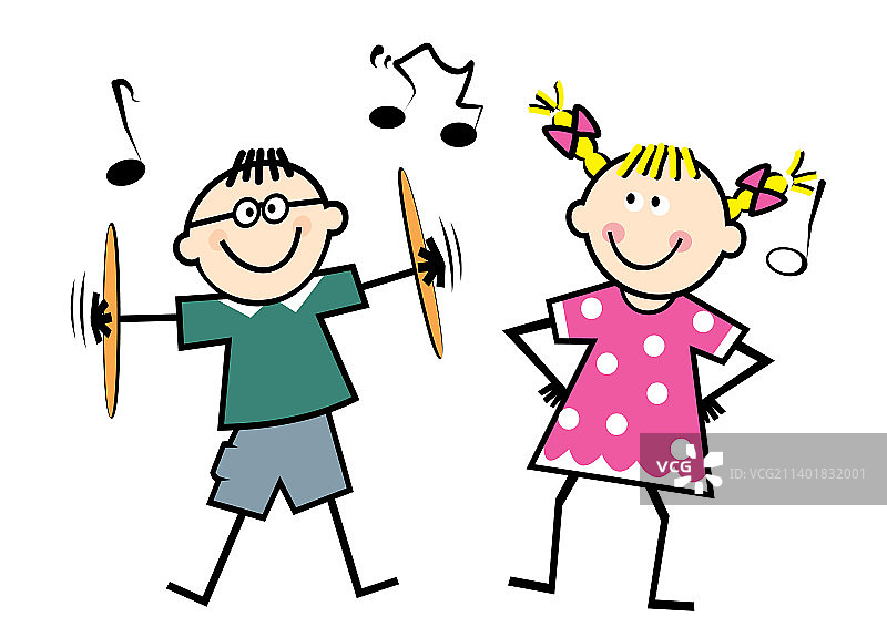 跳舞的儿童（男孩和女孩）图片素材