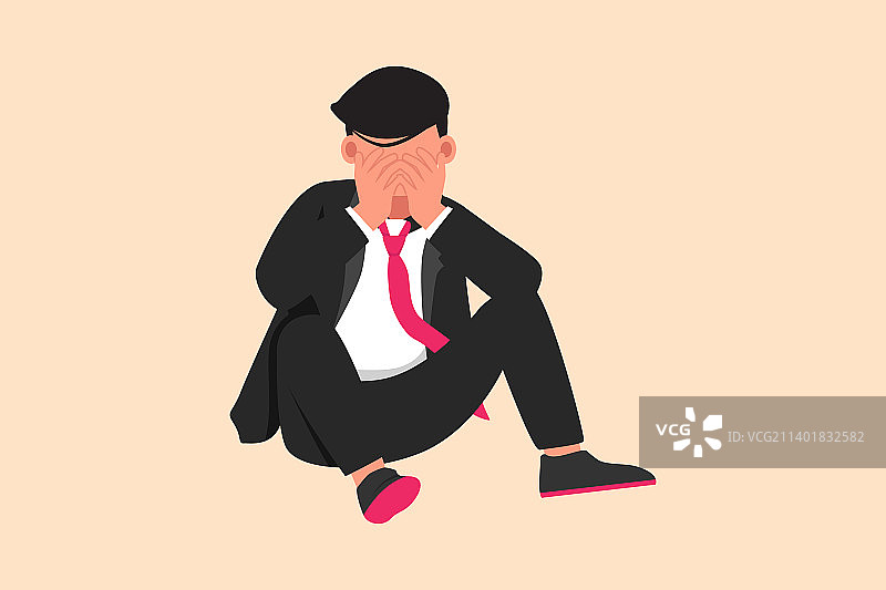 扁平卡通风格商务人物沮丧难过素材图片素材