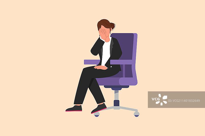 商务扁平风格悲伤沮丧的女商人图片素材