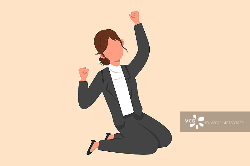 商业扁平绘画快乐的女商人图片素材