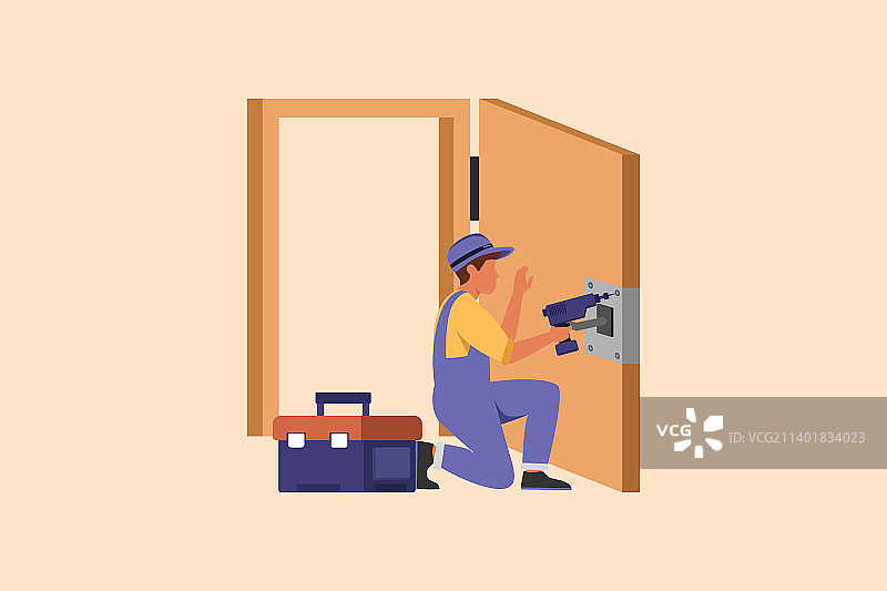 商务扁平手绘门服务装饰图片素材