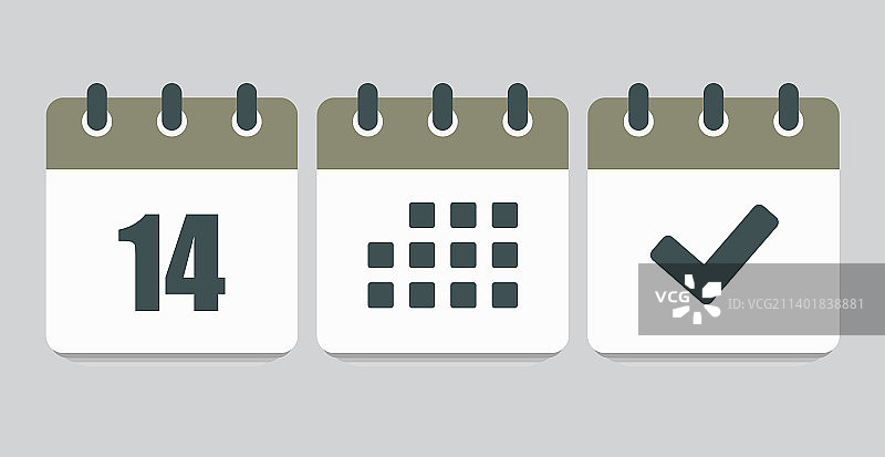 页面日历图标 - 14号日程完成图片素材