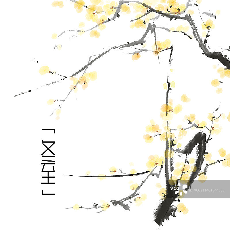 写意中国风24节气花卉插画图片素材