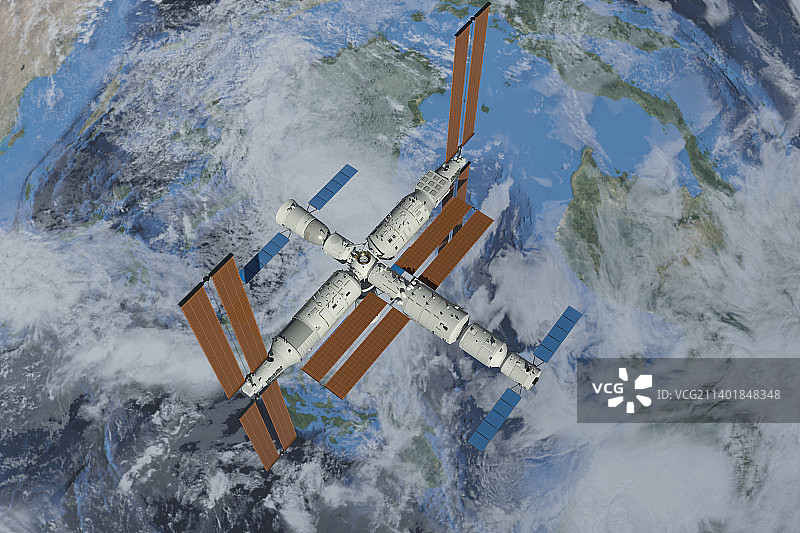 梦天试验舱和问天试验舱与天和核心舱组成中国空间站图片素材