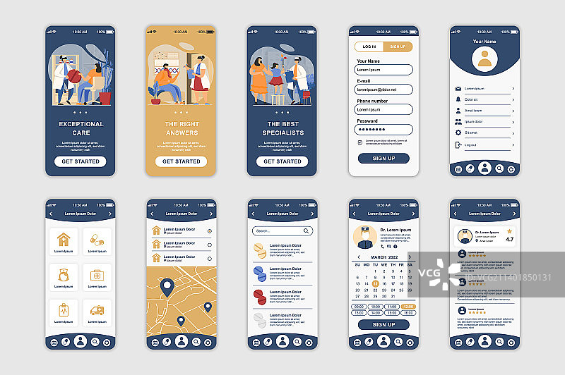 移动应用医药概念界面图片素材