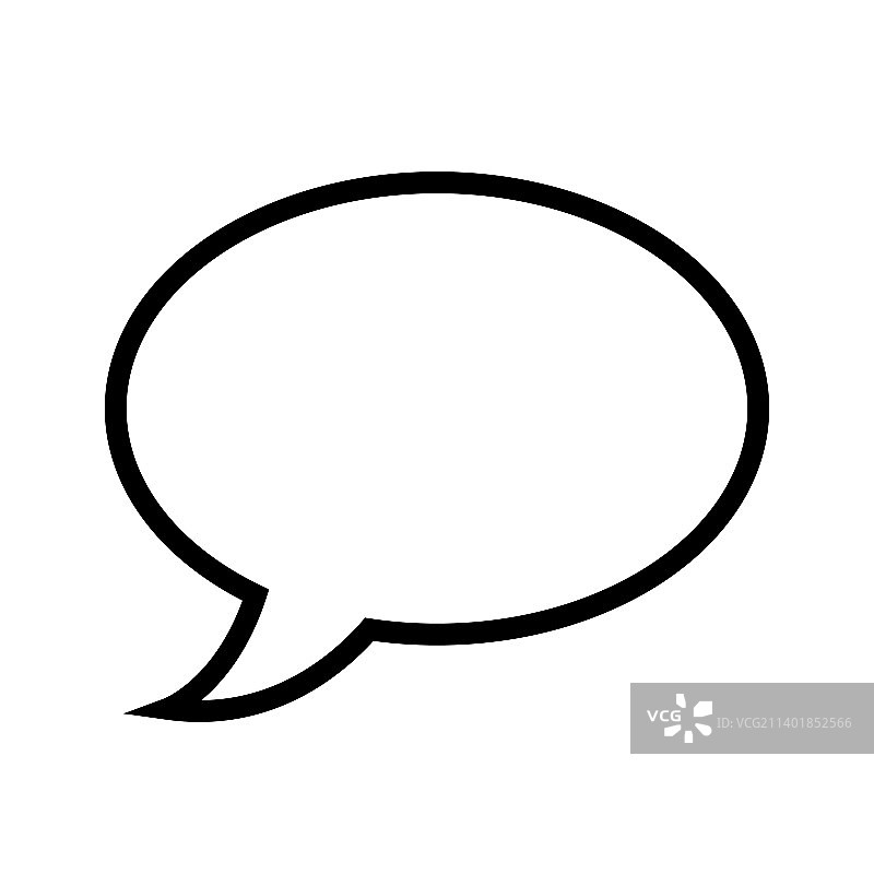 椭圆形语音气泡黑色线条图标图片素材