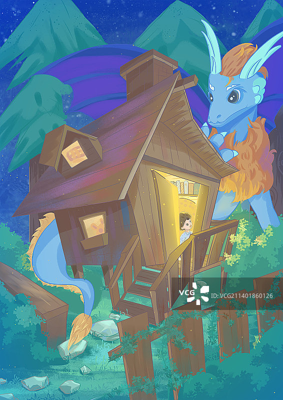 夜晚发现龙图片素材