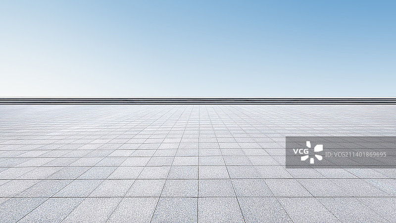 空旷的大理石广场和干净通透的天空图片素材