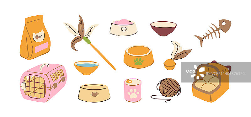 宠物玩具和食品猫碗逗猫棒猫包图片素材