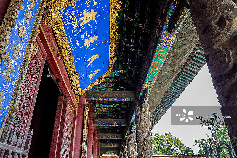 山东济宁曲阜孔庙大成殿外：形态各异的28根石柱图片素材