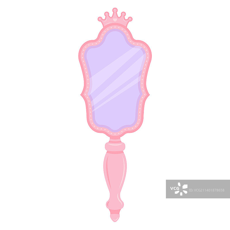 粉色公主皇冠卡通手持镜子图片素材