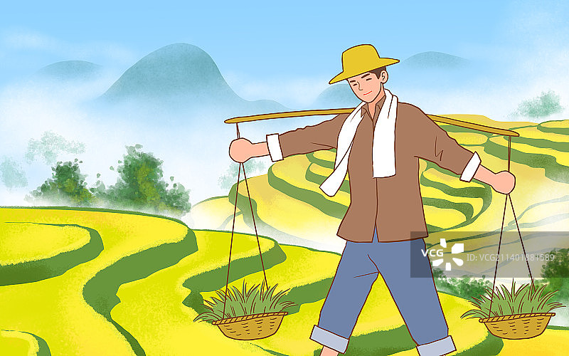 农民梯田田园风光图片素材