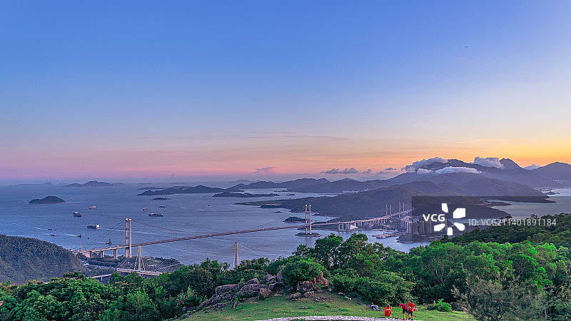 香港青马大桥日落图片素材