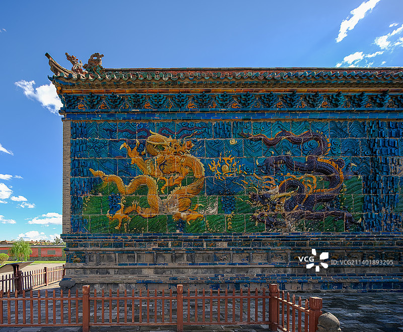 中国山西省大同古城九龙壁特写图片素材