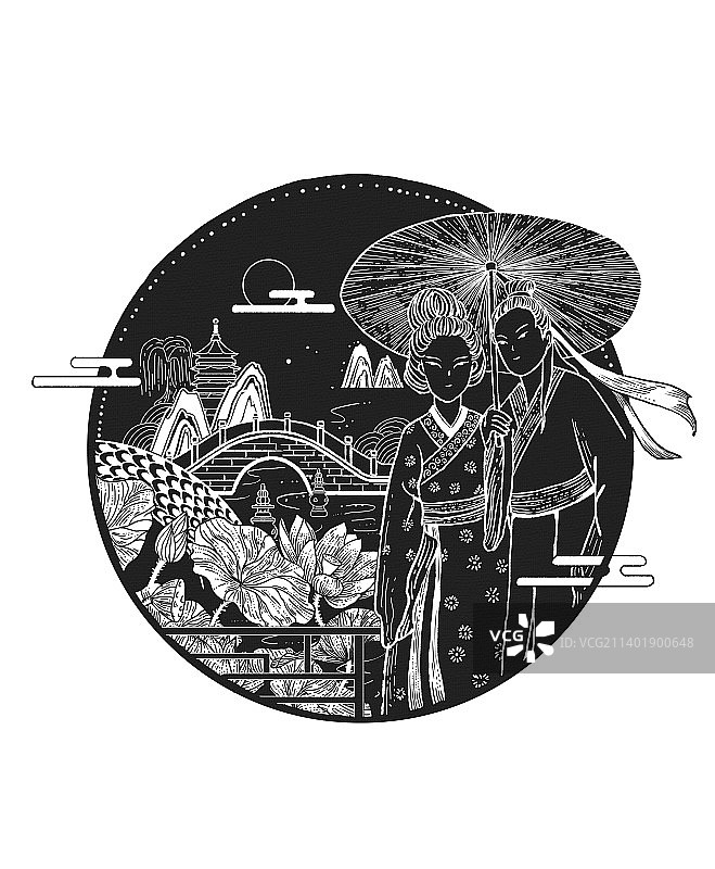 青蛇黑白插画版画图案设计图片素材