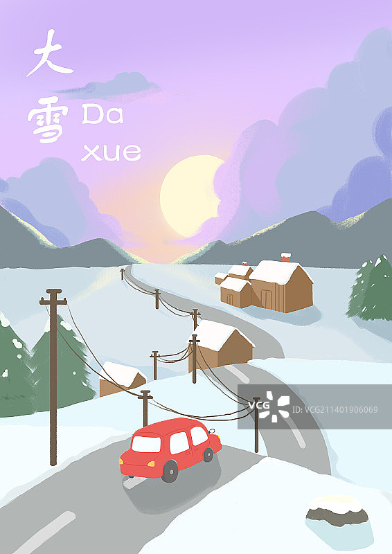 冬季节气之大雪扁平风插画图片素材