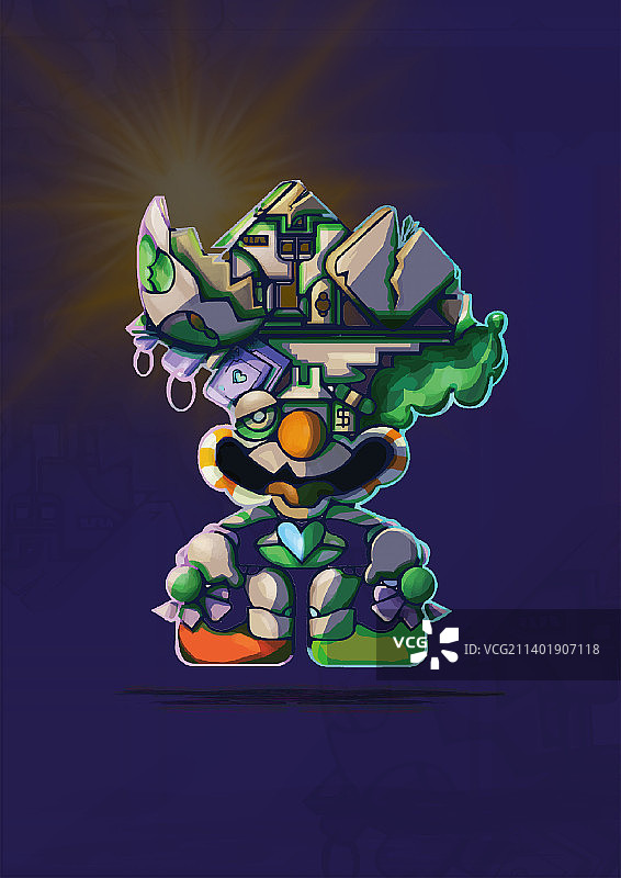 城市职场家庭女性快乐生活方式微笑人生感悟小丑精神马戏团植物石头雕刻原始人与小丑插画吉祥物角色壁纸图片素材