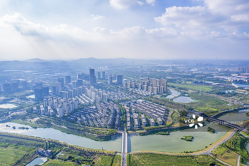 航拍南京市江宁区上秦淮生态湿地公园自然风光图片素材