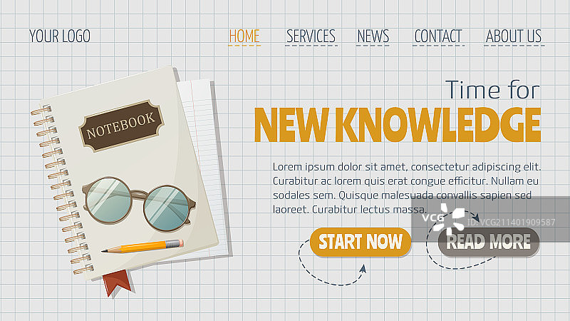 带有书签页、眼镜和铅笔的便签本图片素材