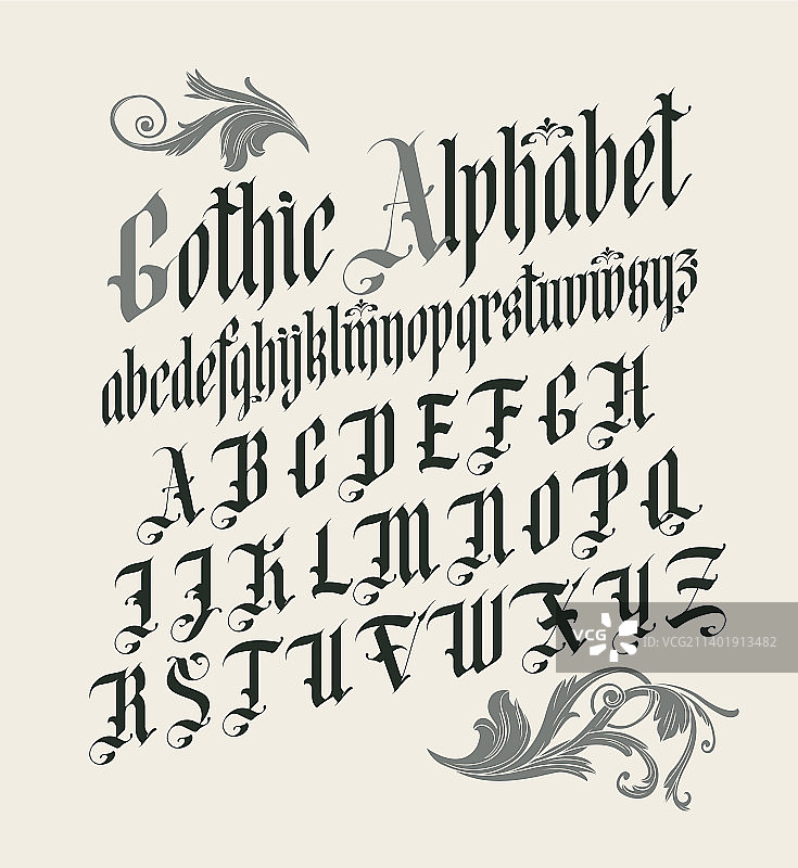 哥特字体大写字母全套图片素材