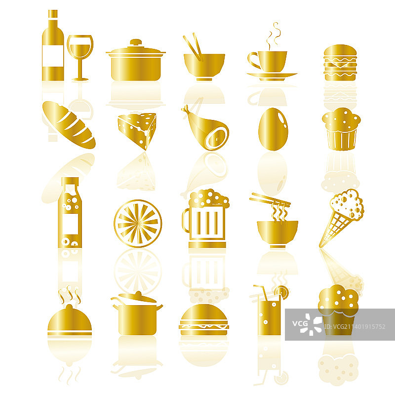 金色食品和饮料图标图片素材