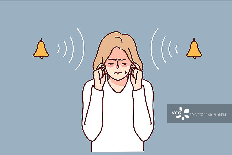 压力大的女人不堪噪音之扰图片素材