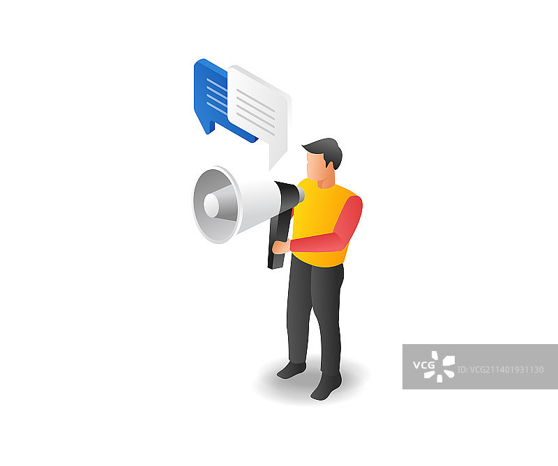 用扩音器发布消息的男人图片素材