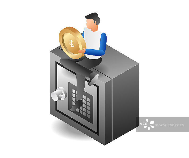 在保险箱里存钱图片素材