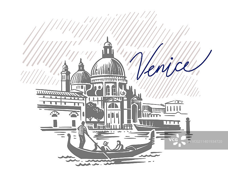 威尼斯大运河的圣玛利亚·德拉·萨卢特教堂图片素材