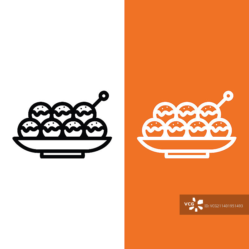 章鱼小丸子轮廓风格图标标志图片素材