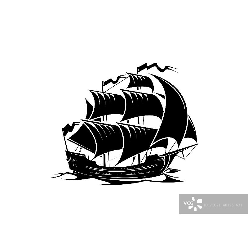帆船图标海盗船或护卫舰图片素材