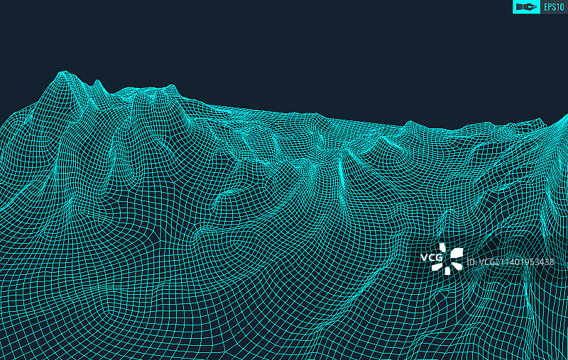3D线框地形广角图片素材