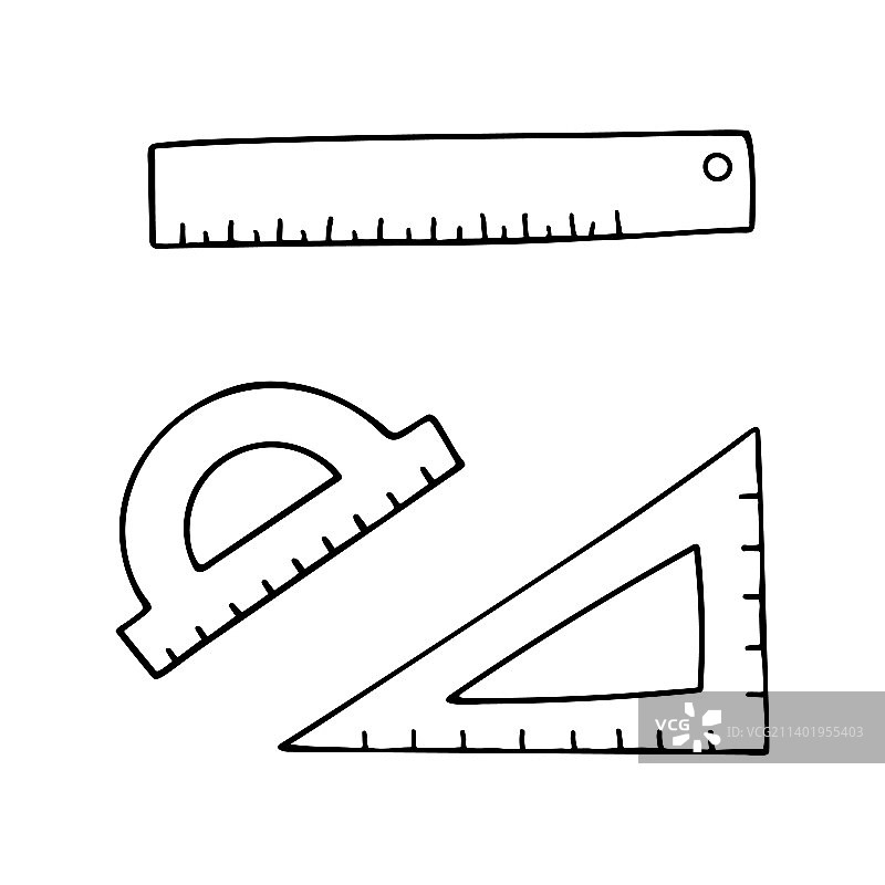 白色背景上的涂鸦尺子图片素材