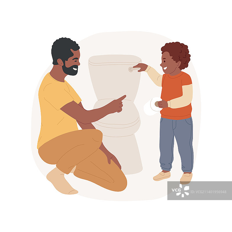 教孩子使用厕所（卡通）图片素材