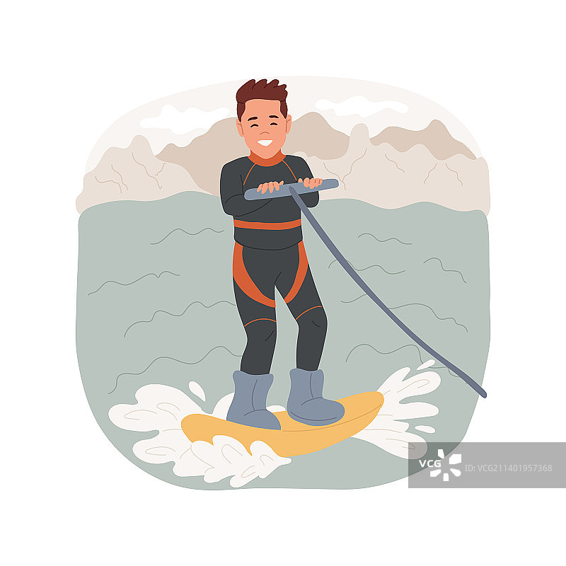 孤立的卡通滑水运动图片素材