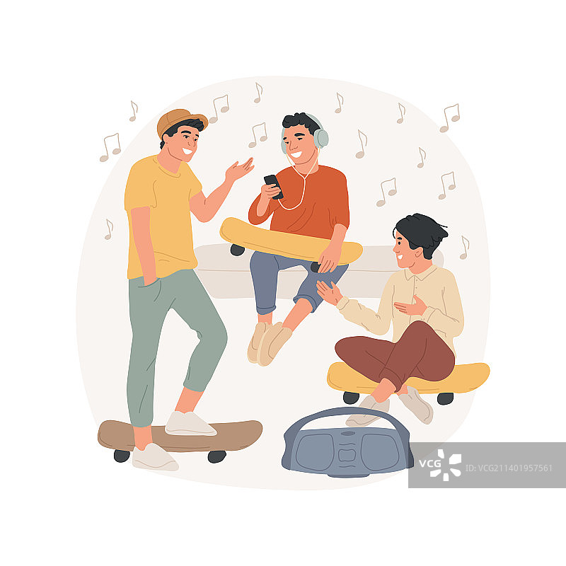 在滑板公园的孤立卡通图片素材