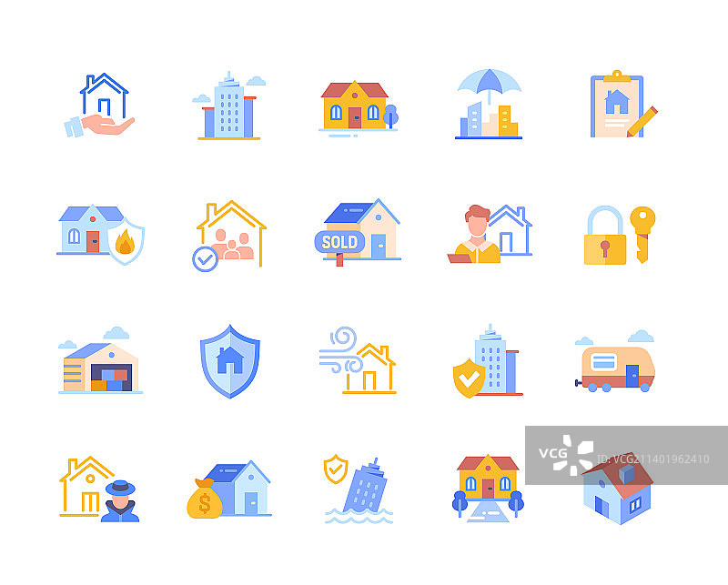 彩色房产图标合集图片素材
